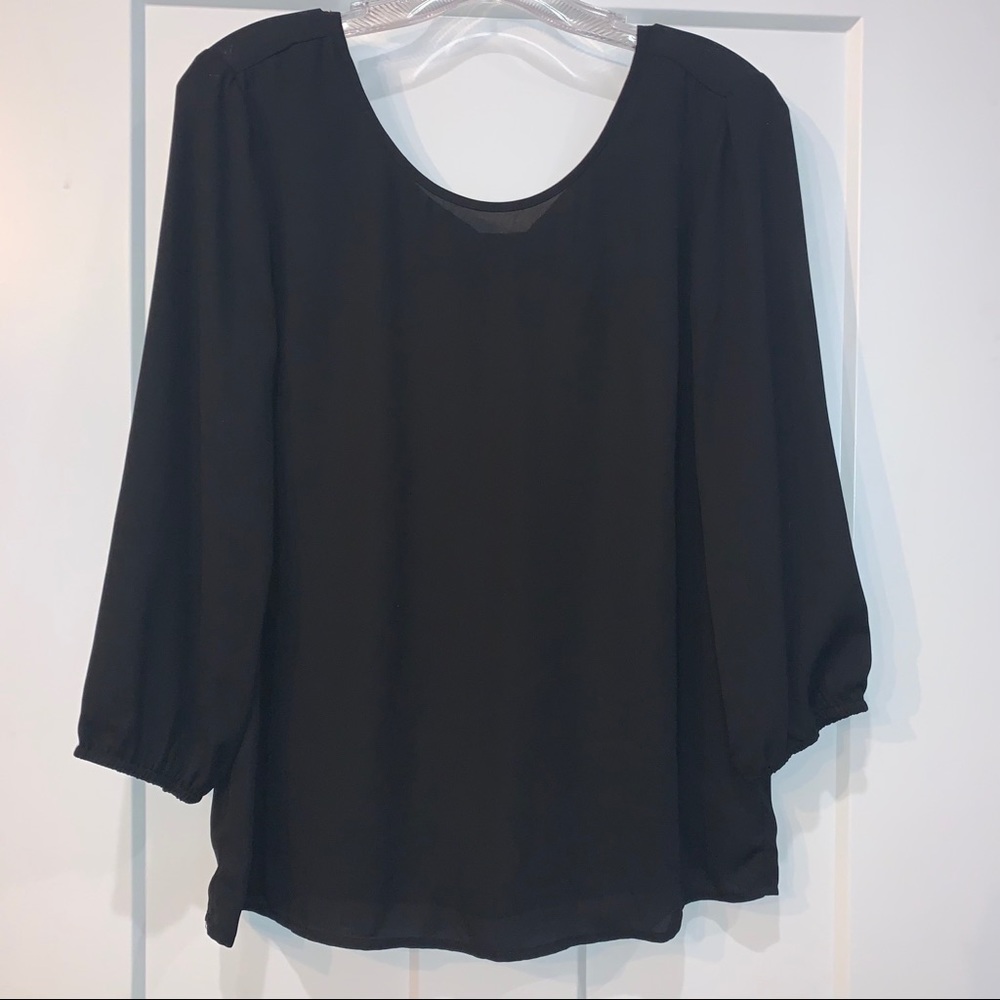NWT The Limited Black Blouse w/ Bow Detail